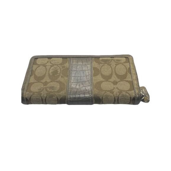 Coach Brown Canvas & Leather Long Zip Around Wallet **WORN** - Picture 2 of 10